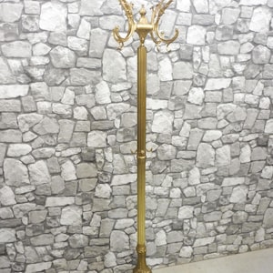 Mid Century Hollywood Regency Standing Coat Rack Hall Tree Hat Rack Brass 1960s