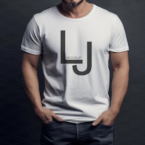 Bella Canvas 3001 Mockup White, Male Men Mockup Model, White Unisex Shirt Mockup, Male Styled Mockup, T-Shirt Mockup, Model 3001 Mockup