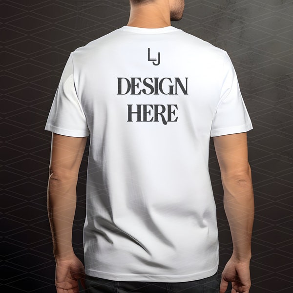 White Bella Canvas 3001 Mockup, Back of Shirt Mockup, White Unisex Shirt Mockup, Men Backside Mockup, Studio Mockup, Men 3001 Back Mockup