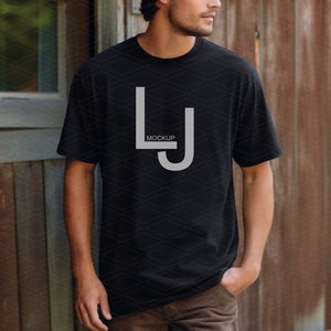 Black Bella Canvas 3001 Mockup, Men’s Mockup, Dad Father Mockup, Men Styled Mockup, Male Rustic Country Mockup, 3001 Unisex Mockup