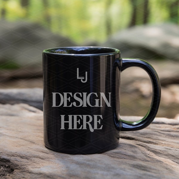 Black Mug 11oz Mockup, Outdoor Styled Mockup, Dad Mug Mockup, Father Mug Mockups, Nature Mug Photo, Black Mug Mockup, Coffee Cup Mockup