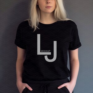 Bella Canvas 3001 Mockup Black, Women Model Mockup, Black T-Shirt Mockup, Studio Styled Mockup, Clean Minimalist Mockup, 3001 Model Mockup