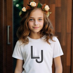 White Bella Canvas 3001 Kids Mockup, White T-Shirt Mockup, 3001Y Shirt Mockup, Boho Style Mockup, Kids Bella and Canvas Shirt Mockup