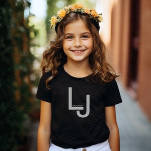 Black Bella Canvas 3001 Kids Mockup, Black T-Shirt Mockup, 3001Y Shirt Mockup, Boho Style Mockup, Kids Bella and Canvas Shirt Mockup