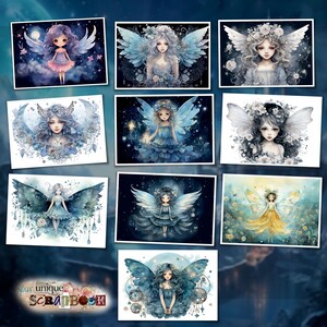 Moon and Star Fairies- 16 themed papers - digital download Paper - Digital Scrapbook - digital image - Clip art - Fae people - Fairy paper