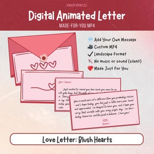 Personalisierter animierter Liebesbrief - Blush Hearts, Romantische digitale Karte, Ferngeschenk, Benutzerdefinierte Videobotschaft, für Sie gemacht, Digitales Geschenk