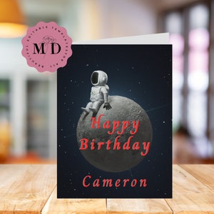 EDITABLE Astronaut Birthday Card Template, DIGITAL DOWNLOAD, Instant, Printable Birthday Card, Just Add Personalisation & Print, Ast02