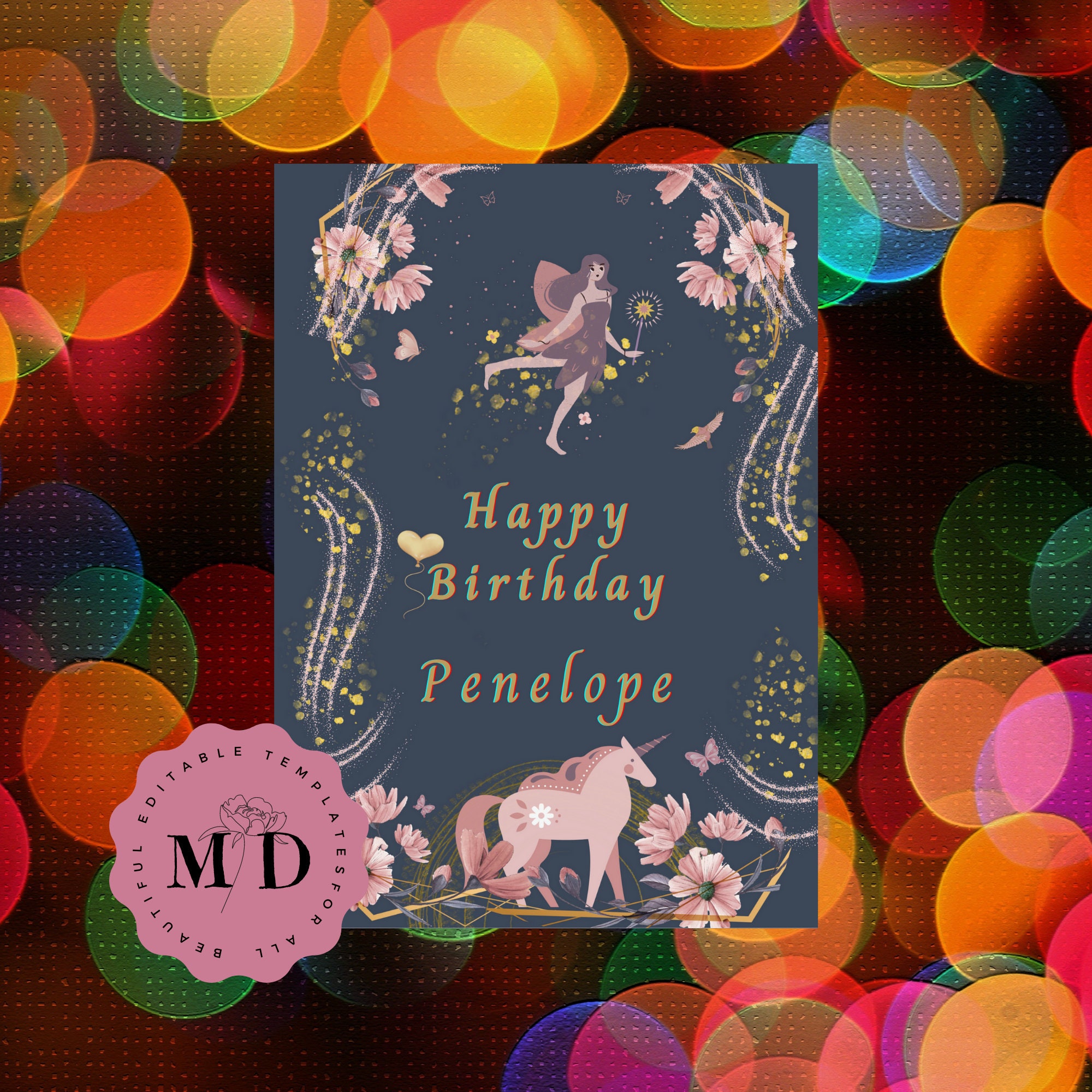 EDITABLE Fantasy Birthday Card Template, DIGITAL DOWNLOAD, Instantly ...