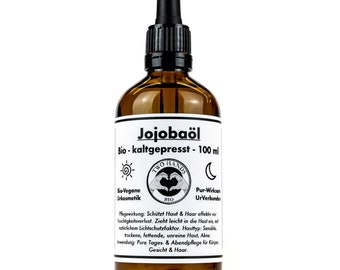 Olio di jojoba - biologico - vegano - spremuto a freddo - 100 ml