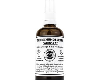 Erfrischungsspray „Aurora“ - mit Bio-Orange & Bio-Pfefferminze - Alkoholfrei - Bio Vegan