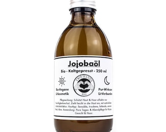 Olio di jojoba - biologico - vegano - spremuto a freddo - 250 ml