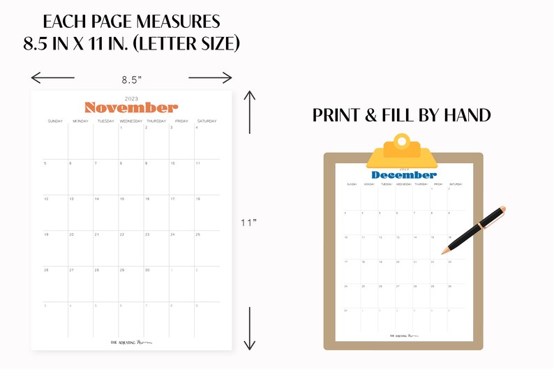 Fillable & Printable Year at A Glance Calendars for Monthly - Etsy
