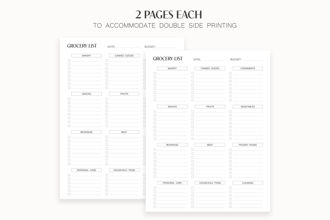 Printable Grocery List Blank Grocery List Instant Download - Etsy