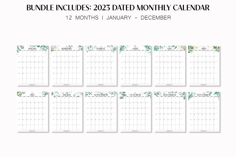 2023 Printable & Editable Wall Calendar Year at A Glance Etsy