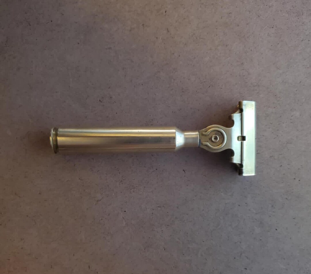 Vintage Schick G Razor With Custom Handle 300 Rem Ultra Mag Rifle Brass ...