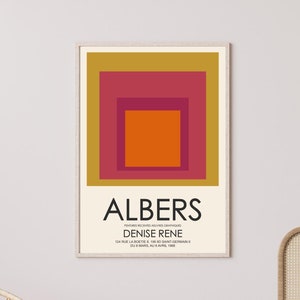 This Josef Albers Homage To The Square Print is a perfect Mother's Day gift or home decor item, featuring a vintage-inspired Exhibition Poster design and Nested Squares pattern. The bohemian style and geometric motif make it a great addition