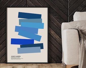 Josef Albers Poster Blau Asymmetrisch Museum Kunstdruck Muttertag Geschenk Ausstellung Boho Muttertag Kunst Albers Poster Druck Josef Albers Art