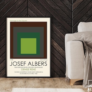 Josef Albers Print Exhibition Poster Nested Squares Metropolitan Museum of Art Printable Albers Poster Vintage Green Art Mothers Day Gift