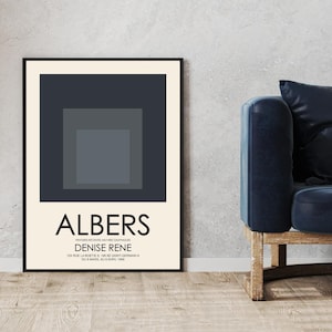 Josef Albers Museum Art Black Home Decor Square Print Modern Bohem Art Wall Decor Geometric Albers Museum Art Print Alber Square Nested
