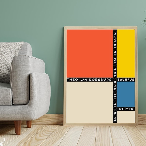 Bauhaus Art Print with Van Doesburg Home Decor Bauhaus Poster Mothers Day Gift for Her Bohemian Bauhaus Print poster Art German Style Bauhau