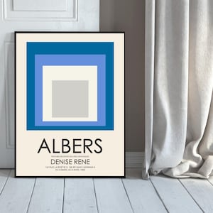 Josef Albers Museum Art Blue Bohem Home Decor Square Print Modern Boho Art Wall Decor Geometric Alber Museum Art Print Alber Square Nested