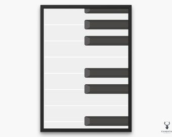 Piano Keys Printable Music Poster Music Room Piano Decor Musician Gift Piano Printable Music Studio Decor Retro Piano Poster Piano Keys