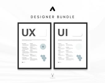 UX UI Design Cheat Sheet Set of 2 Design Workspace Wall Decor, UX Designer Gift Idea Studio Art Ux ui Design Principles Poster Bundle