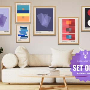 Bauhaus Poster Set 6 Albers Print Home Decor Bauhaus Gallery Wall Set Exhibition Josef Alber Poster Set Geometric Poster Wall Art Vintage