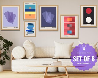 Bauhaus Poster Set 6 Albers Print Home Decor Bauhaus Gallery Wall Set Exhibition Josef Alber Poster Set Geometric Poster Wall Art Vintage