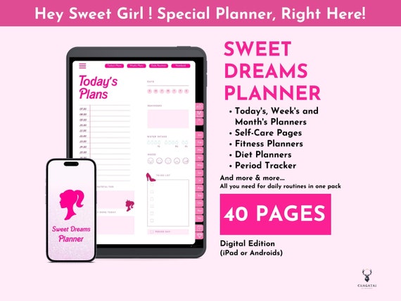 Pink Digital Planner Doll Pink Planner 2024 2025 Planner for iPad or Android Tablet Cute Planner Girl Gift Planner Cute (Updated: 2025)