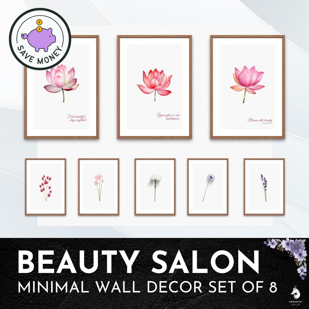 Beauty Salon Wall Art Set of 8 - Minimalist Printable Decor for Spa ...