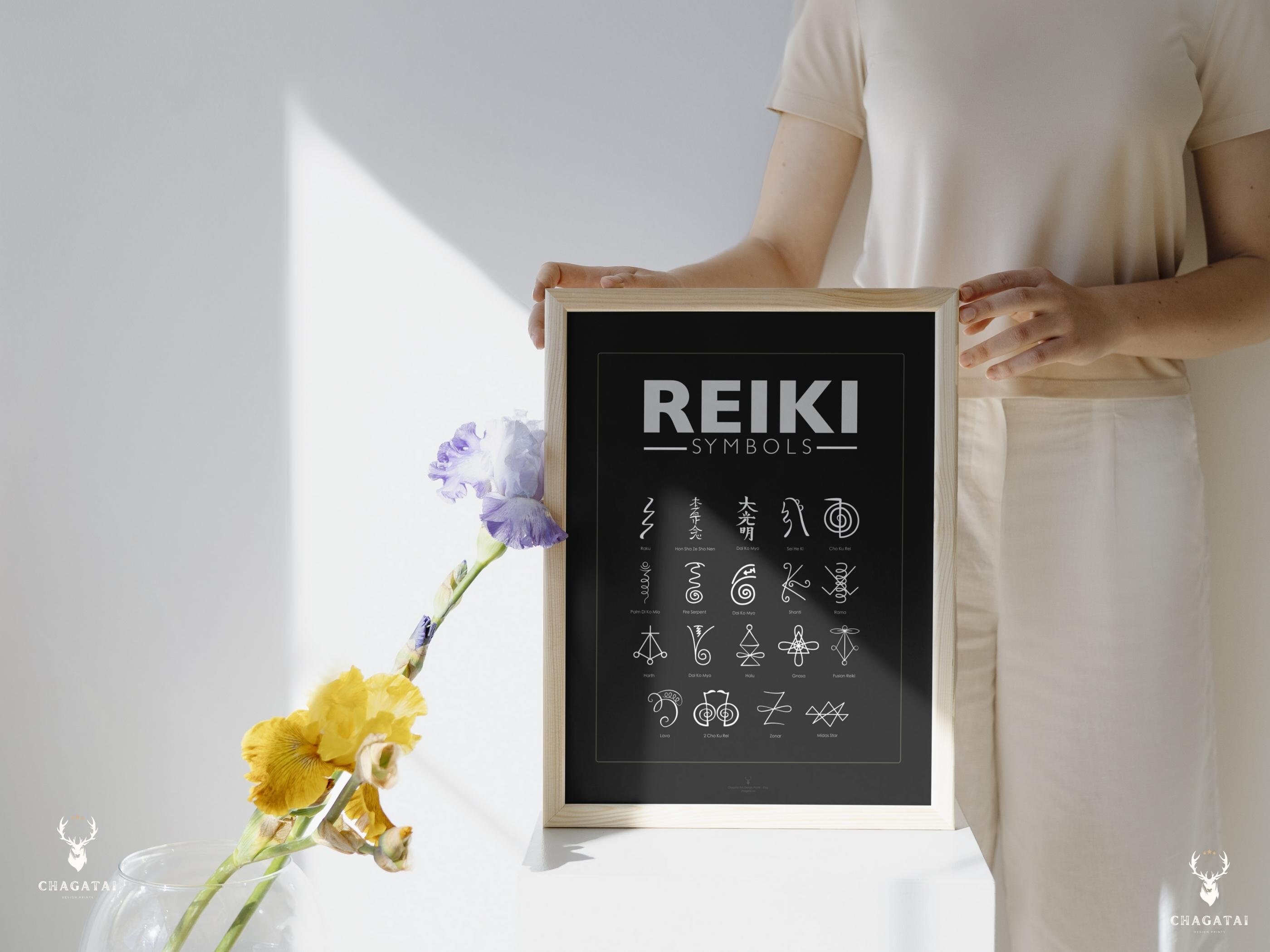 Meditation Decor With Reiki Symbols Wall Art Yoga Poster - Etsy