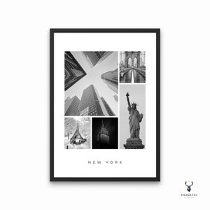 New York Print Monochrome New York Poster Landscape Printable Wall Art City Wall Decor Print New Yorker Gift to Her New York City Poster