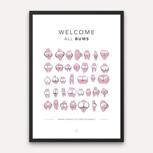 Funny Bathroom Decor All Bums Bathroom Print Welcome Bathroom Wall Decor Print Bathroom Gift for Her Humor All Bums Funny Bathroom Print