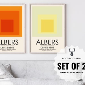Josef Albers Poster Set Print Home Decor Albers Nested Square Art Poster Printable Albers Set of 2 Nested Squares Museum Poster Set Print