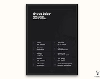 Steve Jobs 10 Rule of Success Poster Inspiration Printable Motivation Poster Typographic Steve Jobs Quote Wall Art Printable Apple Design