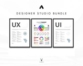 UX Designer 3er Set Principles Color Wheel Poster Geschenkset Phasen UX UI Design Farblehre Rgb Cmyk Büro Dekor Ui und Ux