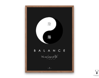 Yin Yang Wall Art Meditation Poster Yin Yang Print Karma Home Decor Minimal Yin Yang Balance Decor Yoga Gift for Her Balance Poster Yoga