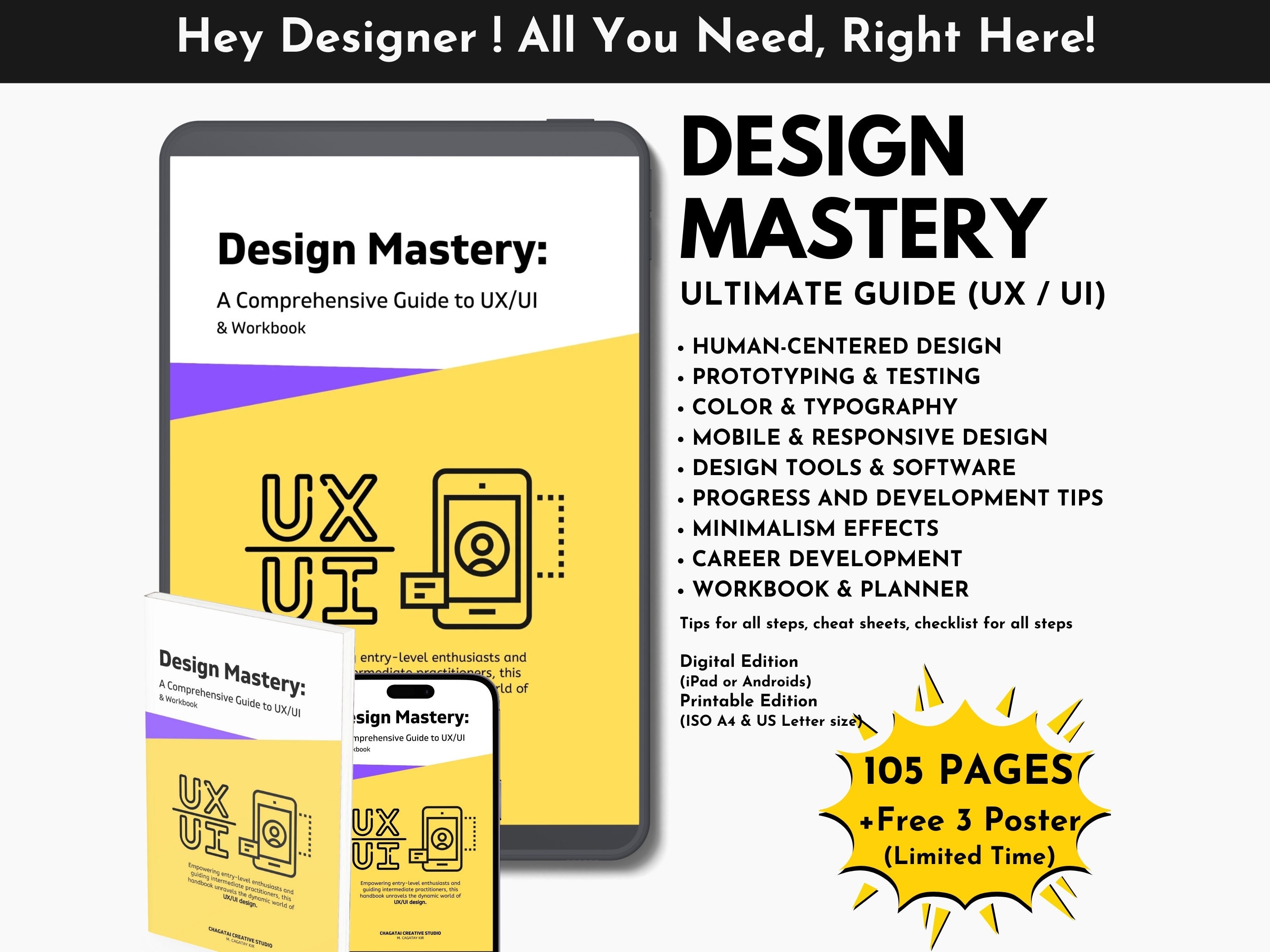 UX/UI Design Mastery Ultimate Guide E-book for Designers UX Design ...