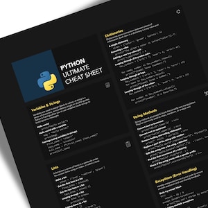 Python Cheat Sheet Python Coding Poster Learn Python Quick Reference ...