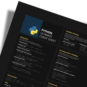 A visually engaging Python cheat sheet for mastering coding fundamentals
Python syntax and commands chart designed for beginners and experts alike
Detailed Python reference poster to enhance coding efficiency and creativity