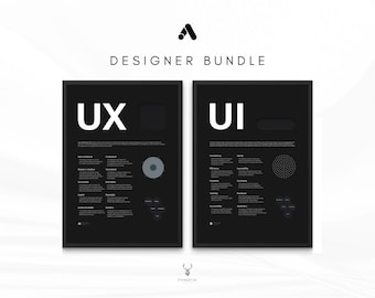 UX UI Design Poster Bundle, Design Studio Wall Decor Set of 2, UX Designer Gift Idea Studio Art Ux ui design principles poster set of 2