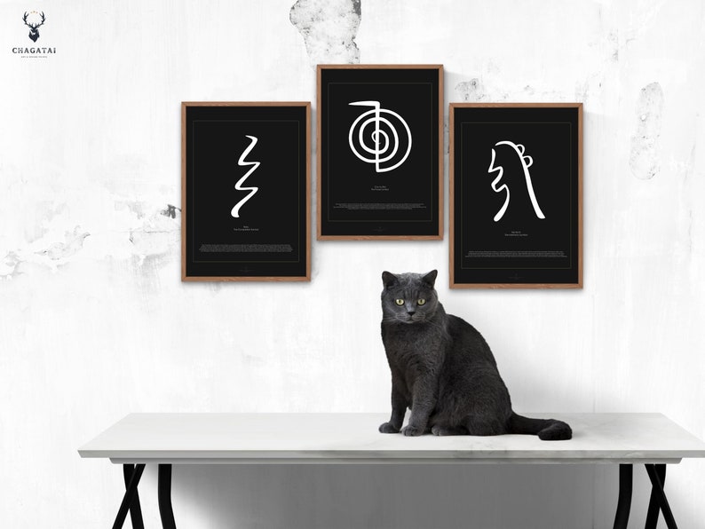 Printable Canvas yoga poster depicting the Reiki power symbol Cho Ku Rei. The poster is designed for meditation and home decor. It is a perfect gift for those interested in Reiki and spirituality.  poster is printable, features other energy chakras.