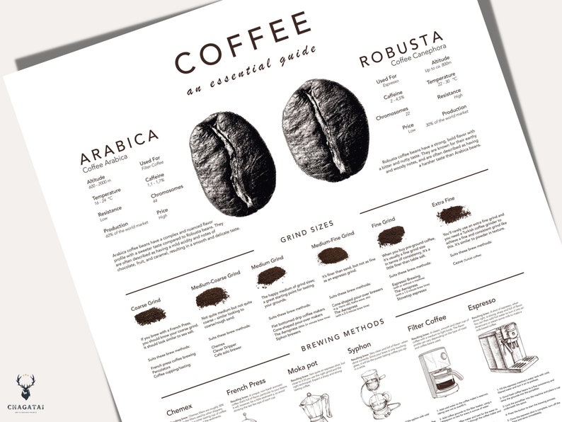 Coffee Brew Methods Print Coffee Guide Poster Kitchen Wall Art Etsy