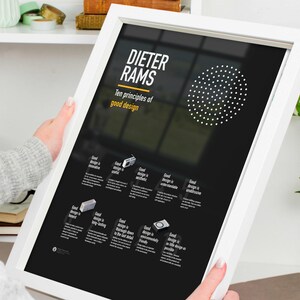 The Dieter Rams UI UX Design Poster is a must-have for any designer looking to elevate their work to the next level. It also makes for a great gift for any design enthusiast or student. Dieter Rams Braun Design Poster is good idea for minimalism