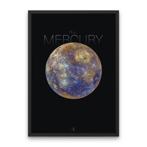 Mercury Planet Print Poster Solar System Wall Art Space X Solar System Educational Planet Poster Mercury Planet Printable Wall Art for Kids