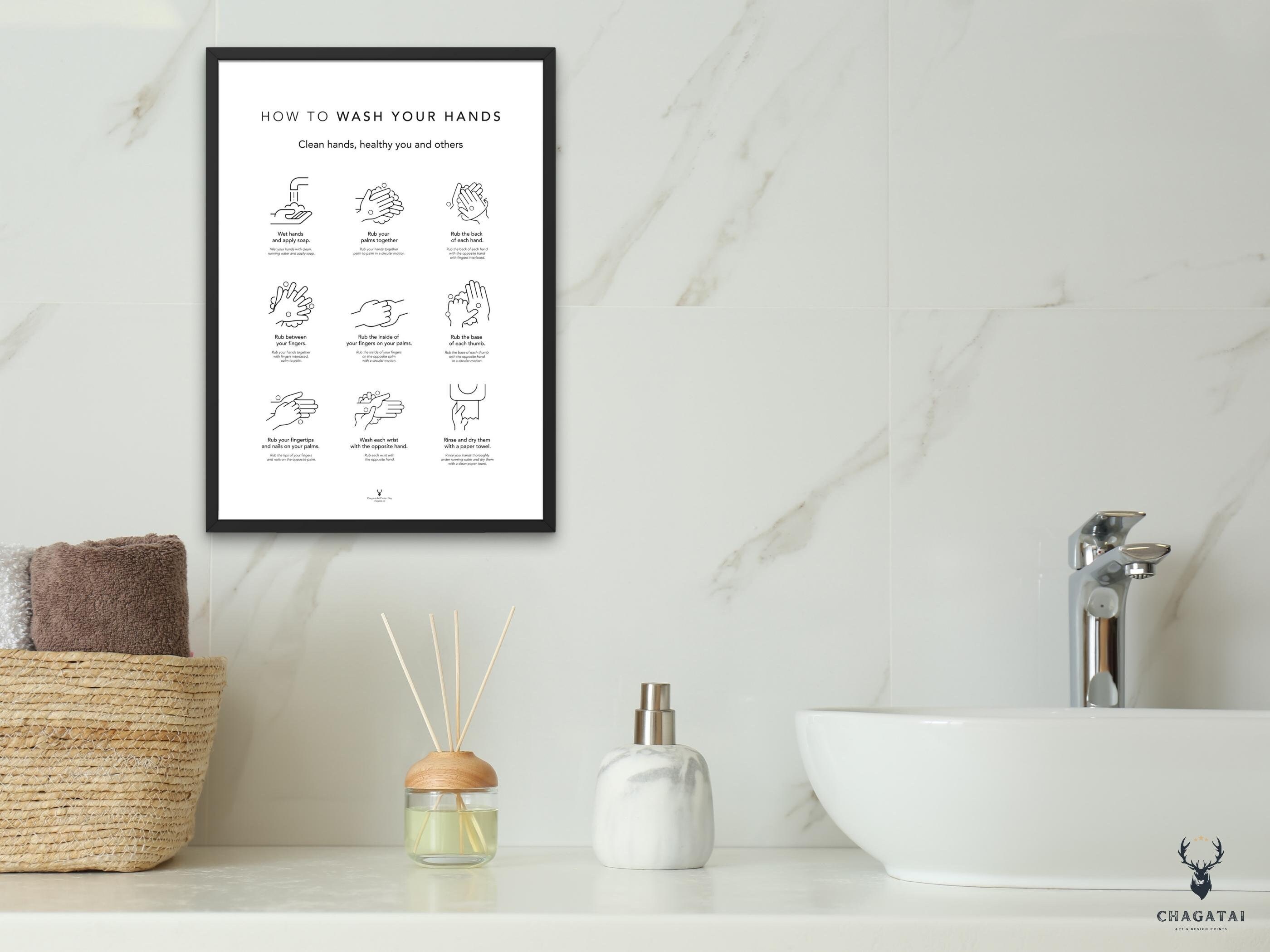 Wash Your Hands Print Bathroom Wall Decor Print Clean Hands Print Wall ...