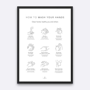 Wash Your Hands Print Bathroom Wall Decor Print Clean Hands Print Wall Art Bathroom Decor Print How to Wash Your Hands Print Kitchen Decor