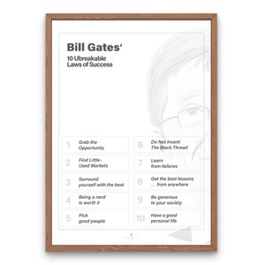 Bill Gates 10 Rule of Success Poster Inspiration Printable Motivation Poster Typographic Bill Gates Quote Wall Art Printable Poster Design
