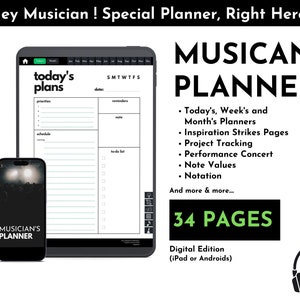 Musician Gift Musician Planner Digital Music Planner iPad  Android Tablet Music Audio Production Planner Organization Planner (Updated 2025)